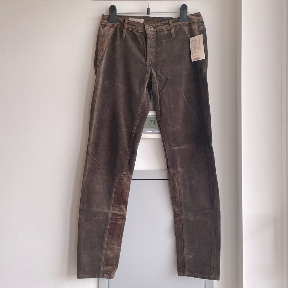 NWT AG ADRIANO GOLDSCHMIED the Stevie Brown Cord with Equestrian Style Detail